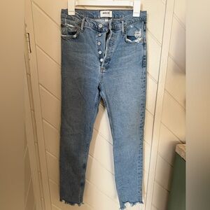 Agolde size 26 button fly medium wash distressed skinny jean